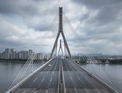 广州市-几何图案-规则-斜拉桥-正面 图片素材