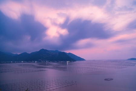 福建-霞浦-日出-海-鱼排 图片素材