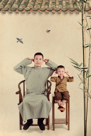 我的2019-落叶-黄叶-中国风-父子 图片素材