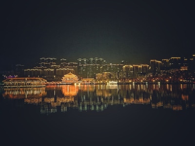 西安-南湖-风景-城市风光-楼房 图片素材