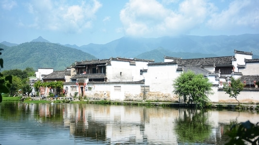 徽州-宏村-风景-湖泊-湖 图片素材