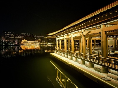 西安-南湖-长廊-南湖-湖 图片素材