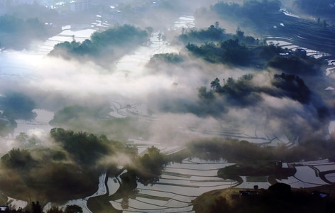四川江安-风光-云雾-田园-小山 图片素材