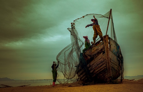 旅拍-碎片-船-渔网-网 图片素材