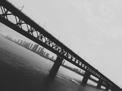 黑白-桥-建筑-武汉-长江大桥 图片素材