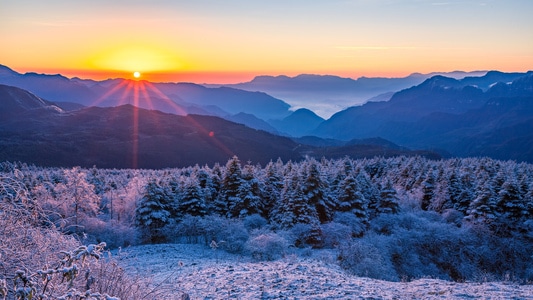 冬季-日出-风光-雪景-风景 图片素材