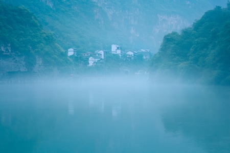 倒影-蓝色-峡谷第一村-大渡河峡谷-风景 图片素材