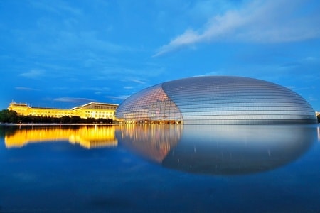 建筑-北京-国家大剧院-湖-国家大剧院 图片素材
