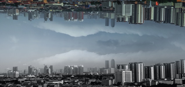 建筑-雾霾-城市-鸟瞰-大厦 图片素材