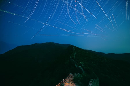 北京-长城-怀柔-夜景-星轨 图片素材