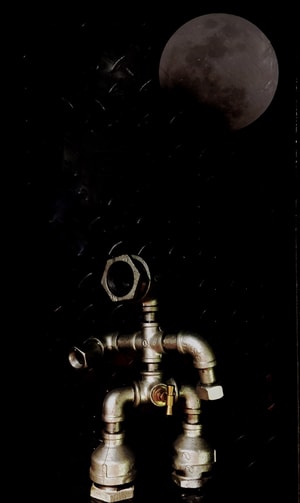 钢铁-水管-机器人-二次曝光-科幻 图片素材
