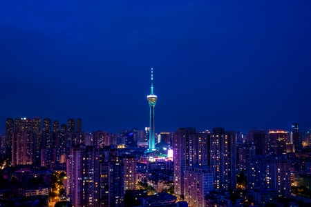 城市-色彩-富士-成都-夜景 图片素材