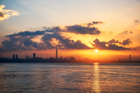 空镜-我的城市-建筑-海-海面 图片素材