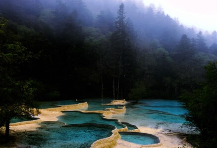 水-山-溪水-池子-森林 图片素材