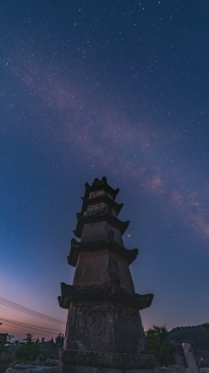 夜色-薄雾-天空-星空-宁静 图片素材