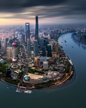 上海-城市天际线-朝霞-外滩-城市 图片素材