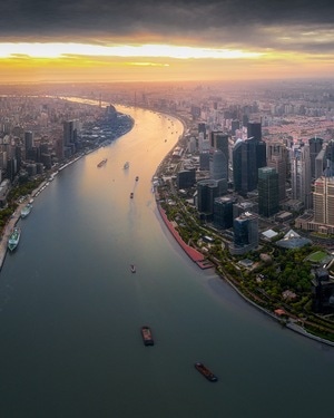 上海-城市天际线-朝霞-外滩-城市 图片素材