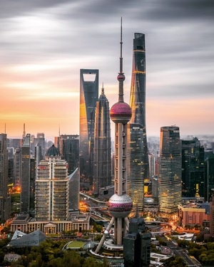 上海-城市天际线-朝霞-外滩-城市 图片素材