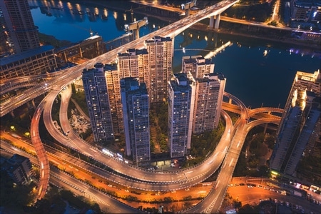 科技感-城市天际线-我要上封面-轨道交通-车流 图片素材