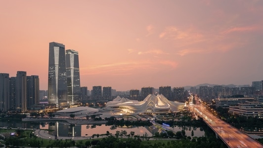 长沙-湖南-梅溪湖-城市-夜景 图片素材