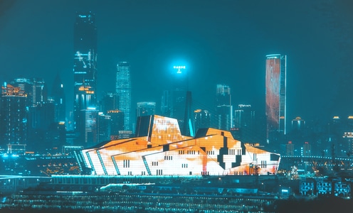 旅行-重庆-夜景-雾都-歌剧院 图片素材