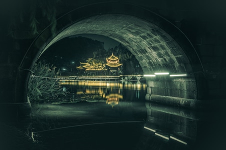 夜塔之美-风景-河-河流-夜景 图片素材