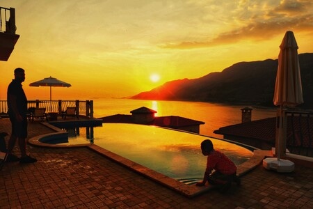 旅拍-海湾-夕阳-泳池-风景 图片素材