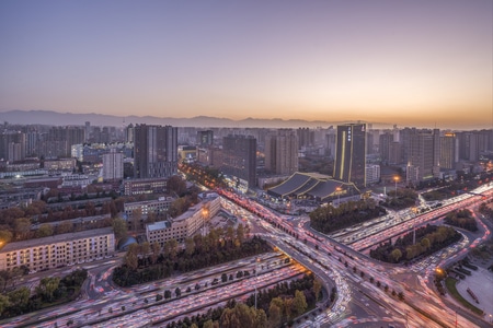 西安-网红-城市-立交-车流 图片素材