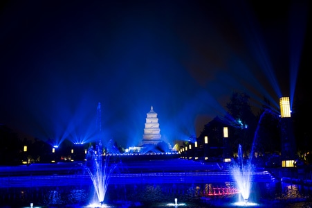 夜景-大雁塔-灯光秀-夜景-大雁塔 图片素材