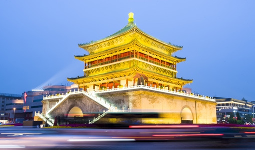 旅游-建筑-西安-钟楼-夜景 图片素材