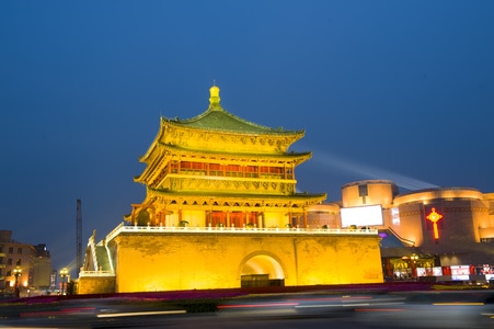 旅游-建筑-西安-钟楼-夜景 图片素材