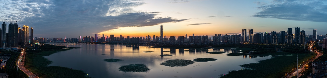 夏季-武汉加油-沙湖-天空-日落 图片素材