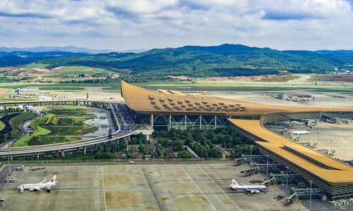 航拍-美丽中国-昆明-长水机场-风景 图片素材