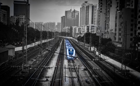 街拍-铁路-城市-铁道-铁路 图片素材