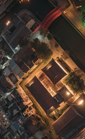 广州-航拍-城市天际线-旧城区-建筑 图片素材