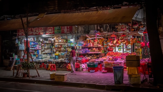 旧城区-夜景-纪实-商铺-水果店 图片素材