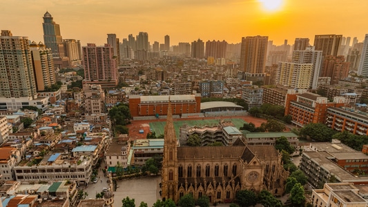广州-日落-城市-建筑-高楼 图片素材