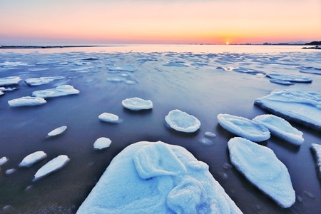 风光-大海-海冰-日落-大海 图片素材