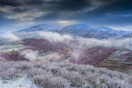 艺术风光-雪景-风景-风光-红房子 图片素材