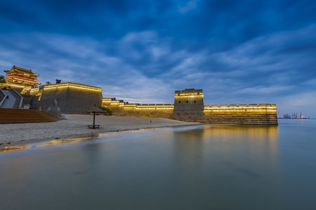 夜色-风光-古建筑-海-海边 图片素材