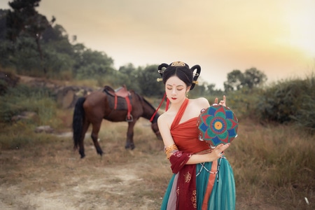 敦煌-古风-汉服写真-飞天-美人 图片素材