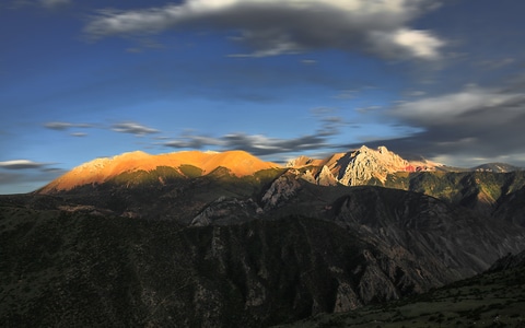 318-日照金山-落日-川藏线-风景 图片素材