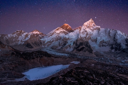 珠穆朗玛峰-户外-夜景-星空-雪山 图片素材