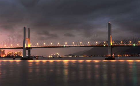风格-建筑-城市-夜景-斜拉桥 图片素材