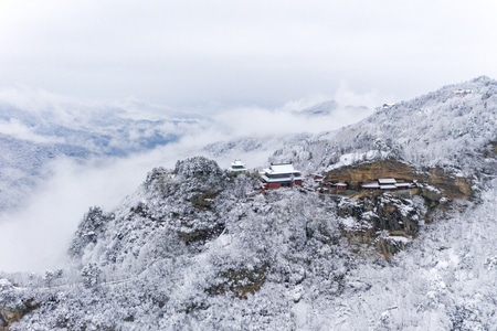 武当山-雪景-航拍-武当山雪景-山水 图片素材