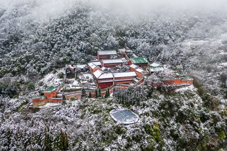 武当山-雪景-航拍-武当山雪景-山水 图片素材