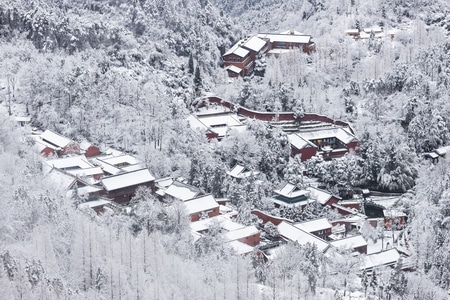 武当山-雪景-航拍-武当山雪景-山水 图片素材