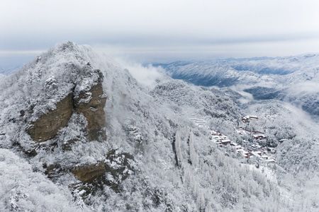 武当山-雪景-航拍-武当山雪景-山水 图片素材