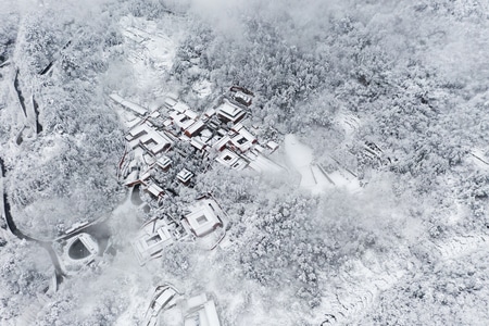 武当山-雪景-航拍-武当山雪景-山水 图片素材