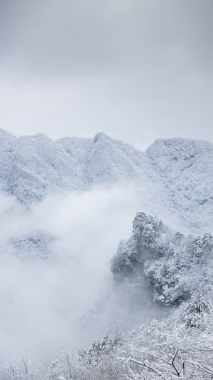 你好2020-古建筑群-风光-武当山-雪景 图片素材